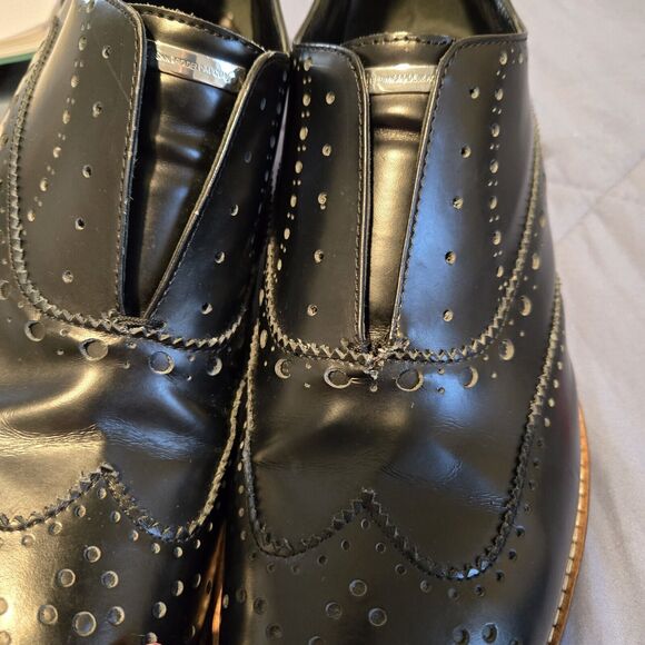 Alessandro Dell'acqua Oxford Dressy Shoes Men’s Slip on Perforated Leather Sz 8 - Picture 3 of 16